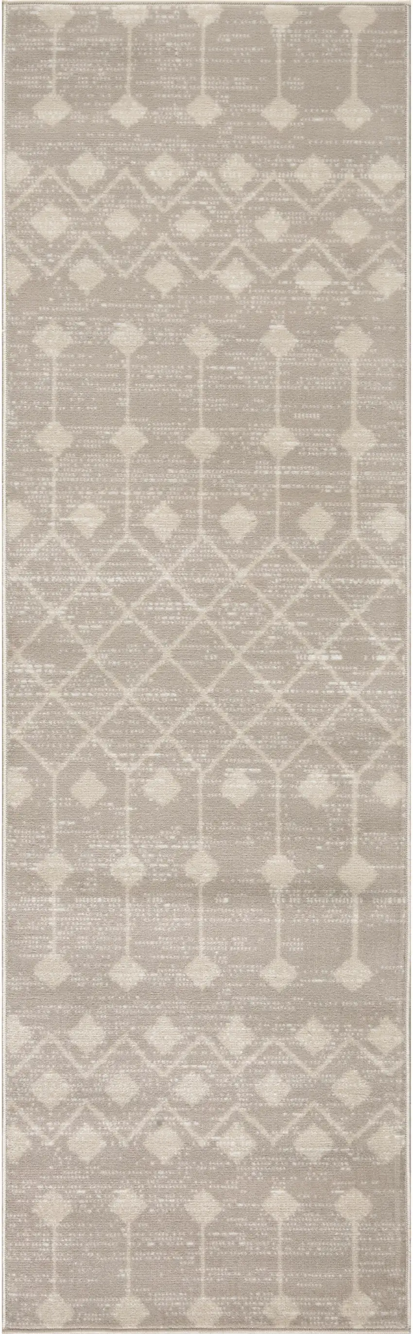 Beige and Ivory Moroccan Power Loom Runner Rug Photo 2
