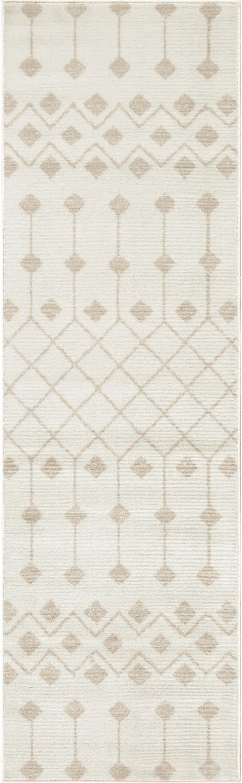 Beige and Ivory Moroccan Power Loom Runner Rug Photo 2