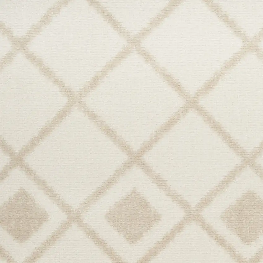 Beige and Ivory Moroccan Power Loom Runner Rug Photo 5