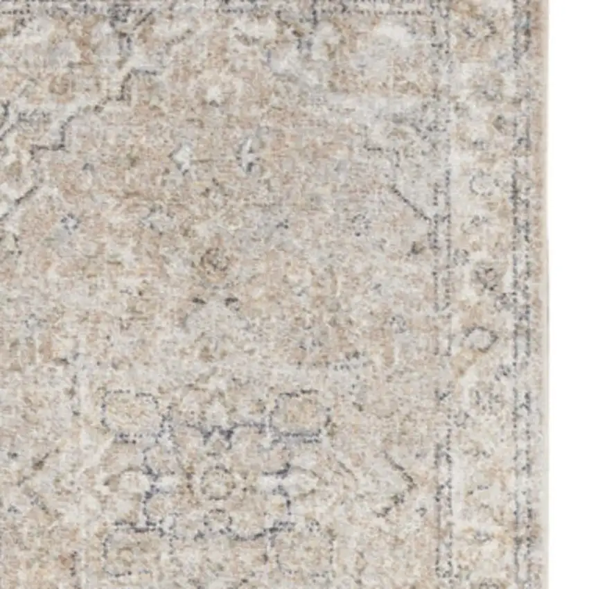8' Beige And Ivory Oriental Washable Runner Rug Photo 3