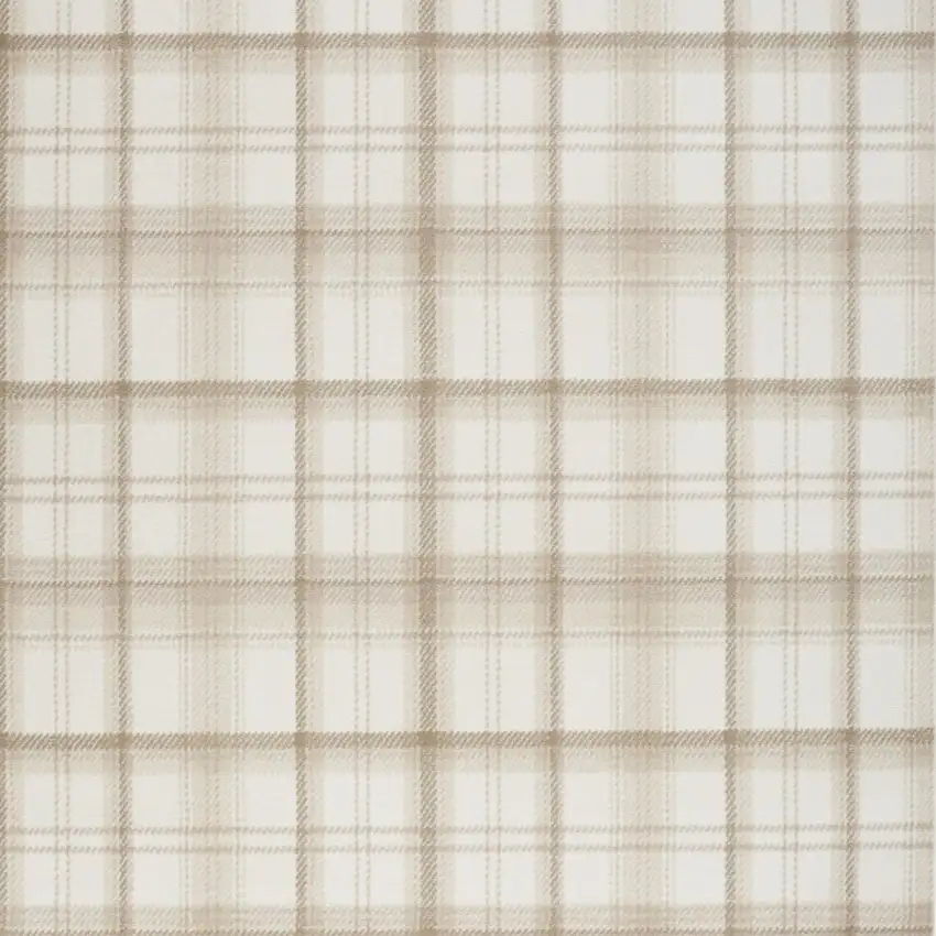 Beige and Ivory Plaid Power Loom Area Rug Photo 4