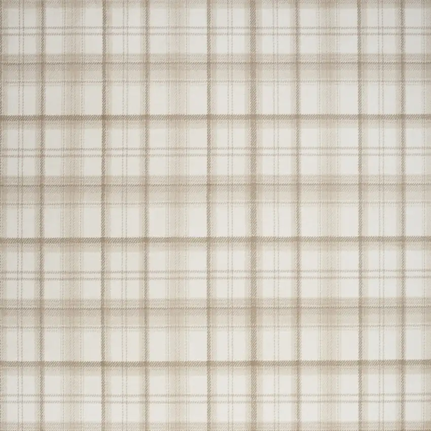 Beige and Ivory Plaid Power Loom Area Rug Photo 5