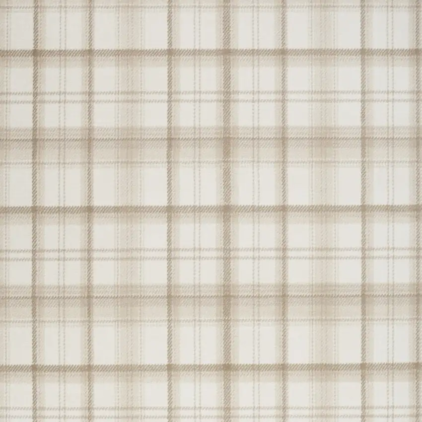 Beige and Ivory Plaid Power Loom Area Rug Photo 4