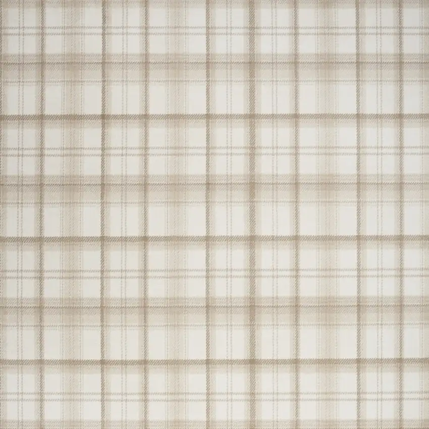 Beige and Ivory Plaid Power Loom Area Rug Photo 5