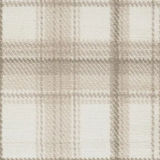 Beige and Ivory Plaid Power Loom Area Rug Photo 3