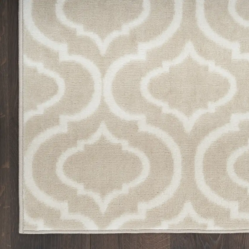 Beige and Ivory Trellis Non Skid Area Rug Photo 4