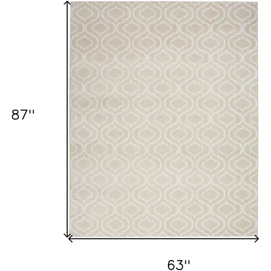 Beige and Ivory Trellis Non Skid Area Rug Photo 3