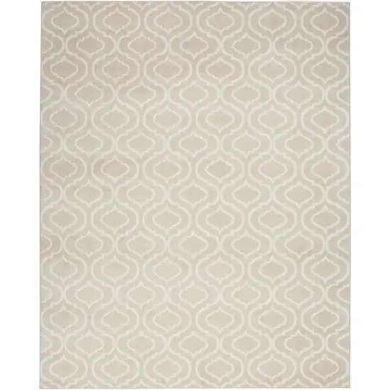 Beige and Ivory Trellis Non Skid Area Rug Photo 2