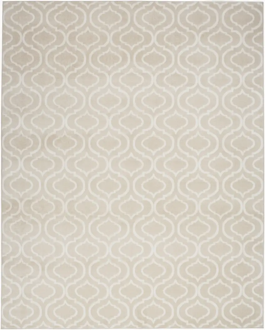 Beige and Ivory Trellis Non Skid Area Rug Photo 2