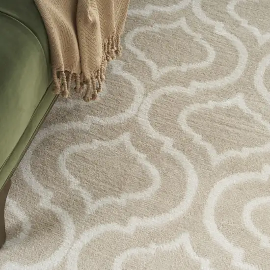 Beige and Ivory Trellis Non Skid Area Rug Photo 9