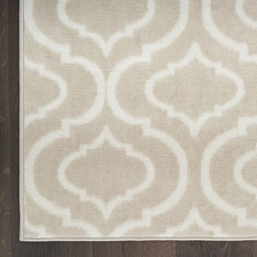 Beige and Ivory Trellis Non Skid Area Rug Photo 6