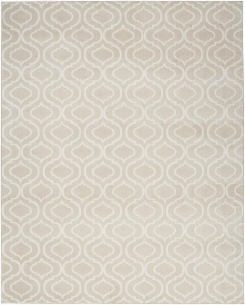 Beige and Ivory Trellis Non Skid Area Rug Photo 5
