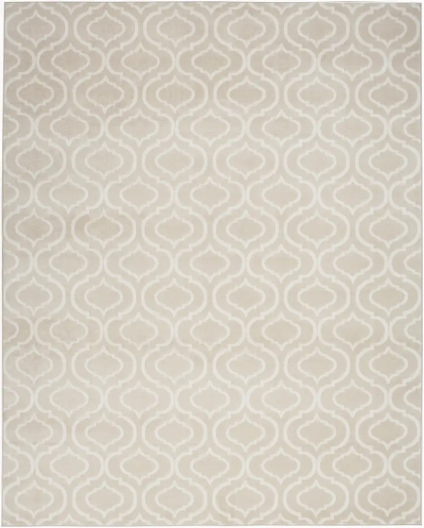 Beige and Ivory Trellis Non Skid Area Rug Photo 2