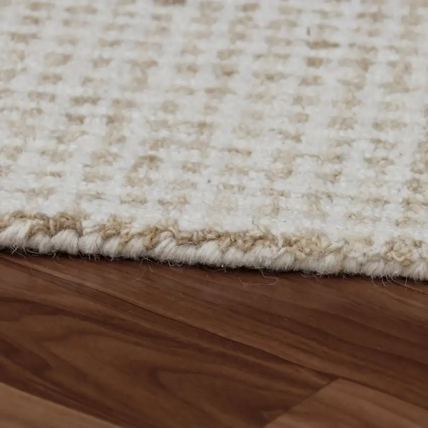 Beige and Ivory Wool Checkered Hand Tufted Area Rug Photo 4