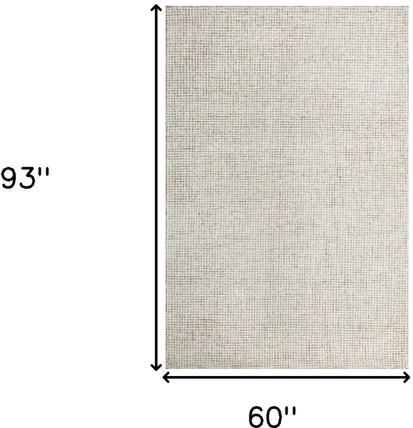 Beige and Ivory Wool Checkered Hand Tufted Area Rug Photo 3