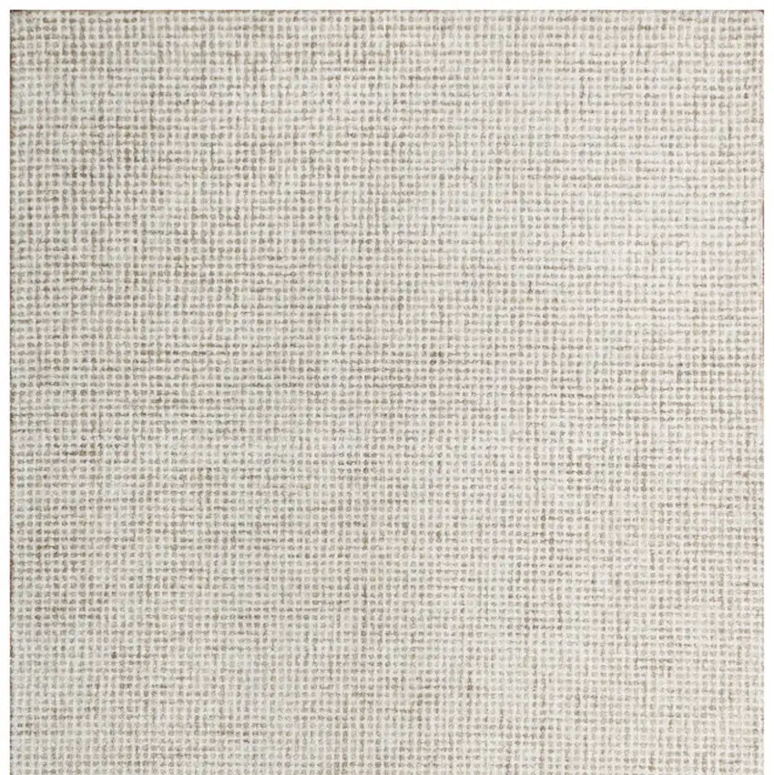 Beige and Ivory Wool Checkered Hand Tufted Area Rug Photo 6