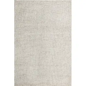 Photo of Beige and Ivory Wool Checkered Hand Tufted Area Rug