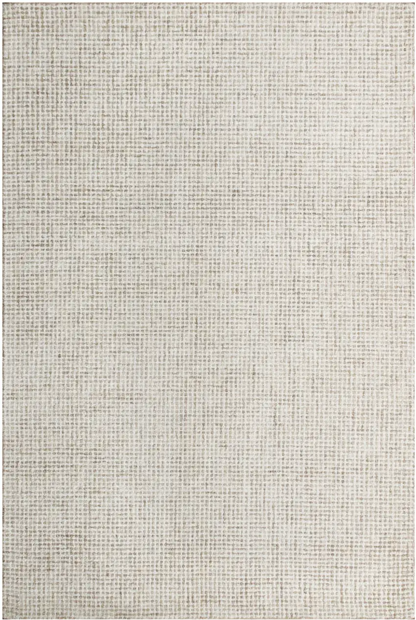 Beige and Ivory Wool Checkered Hand Tufted Area Rug Photo 2