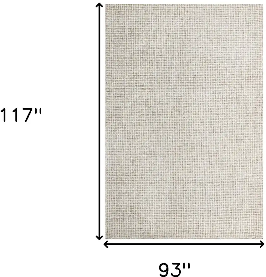 Beige and Ivory Wool Checkered Hand Tufted Area Rug Photo 3