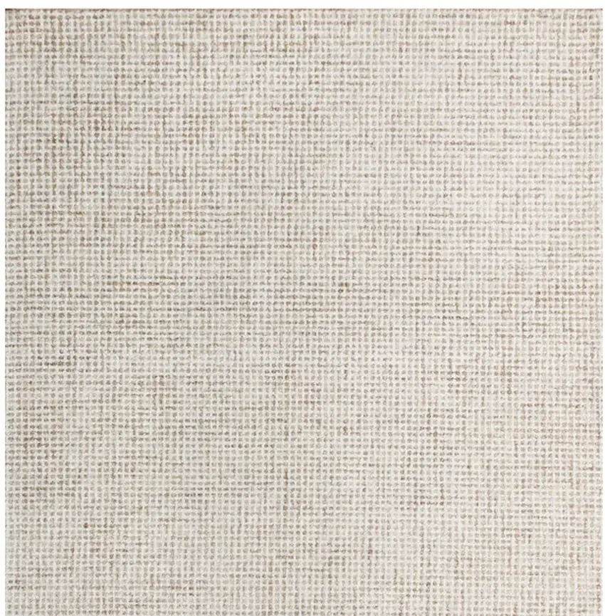 Beige and Ivory Wool Checkered Hand Tufted Runner Rug Photo 6