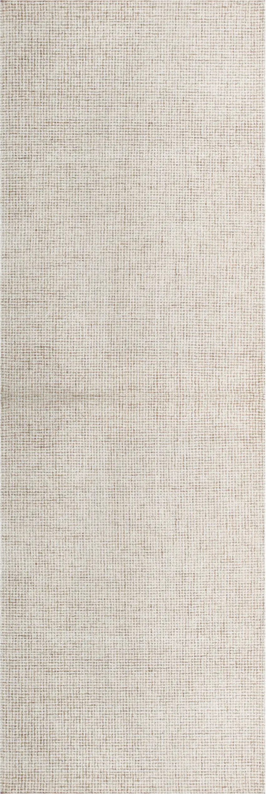 Beige and Ivory Wool Checkered Hand Tufted Runner Rug Photo 2