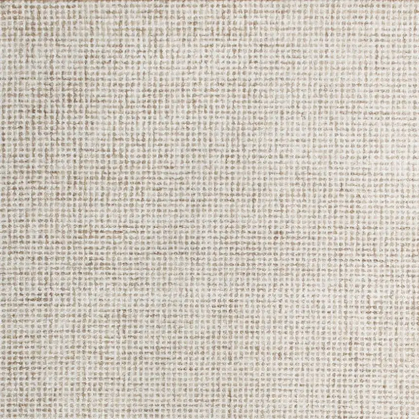 Beige and Ivory Wool Checkered Hand Tufted Runner Rug Photo 5