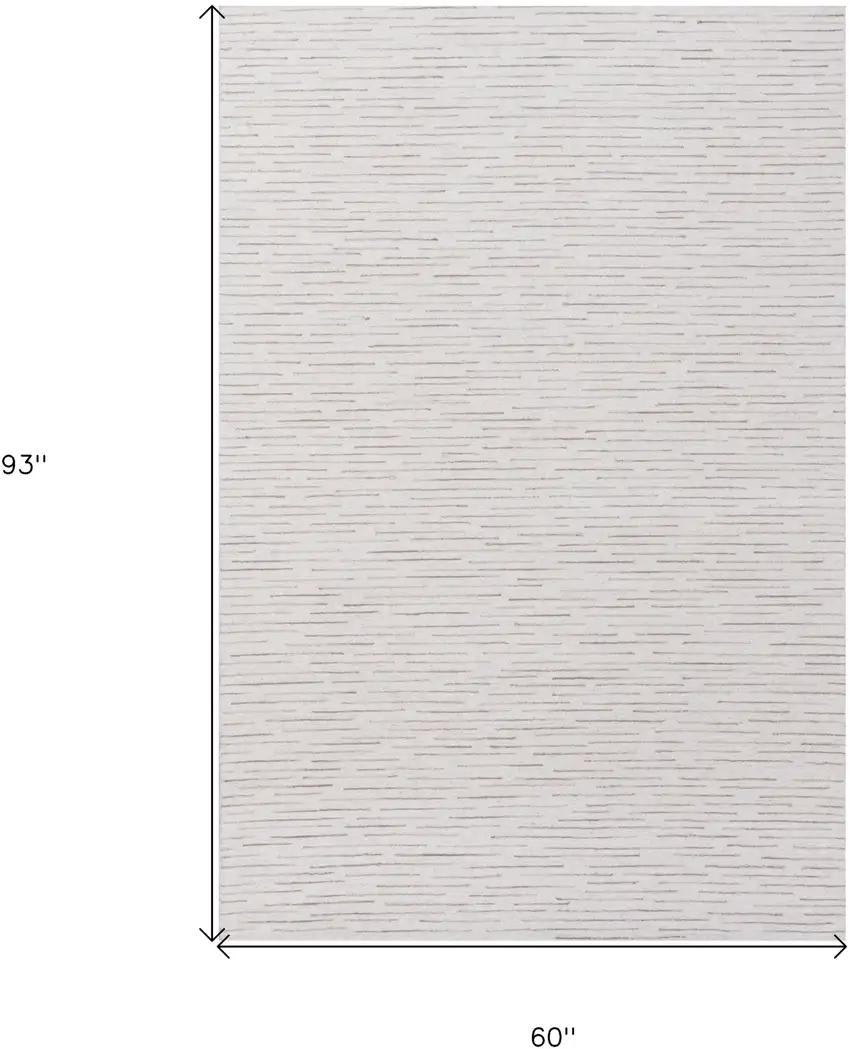 Beige and Ivory Wool Striped Hand Tufted Area Rug Photo 3