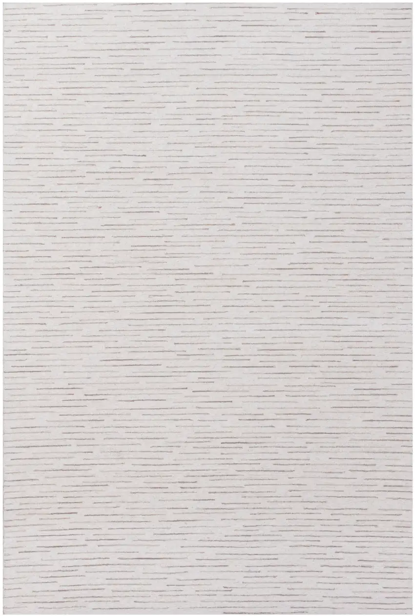 Beige and Ivory Wool Striped Hand Tufted Area Rug Photo 2