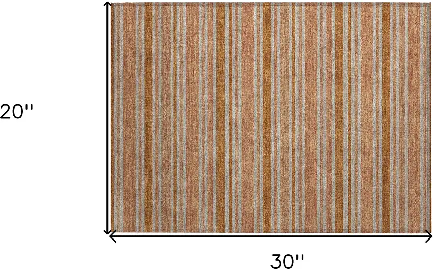 Beige and Orange Striped Washable Non Skid Indoor Outdoor Area Rug Photo 3