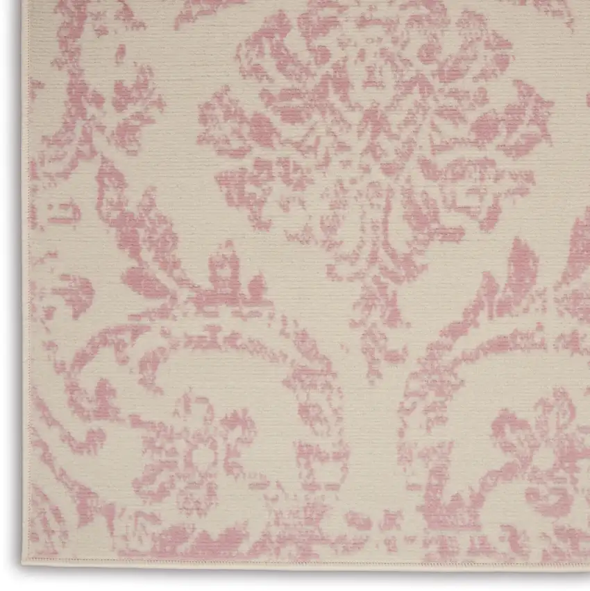 Beige and Pink Floral Power Loom Non Skid Area Rug Photo 8