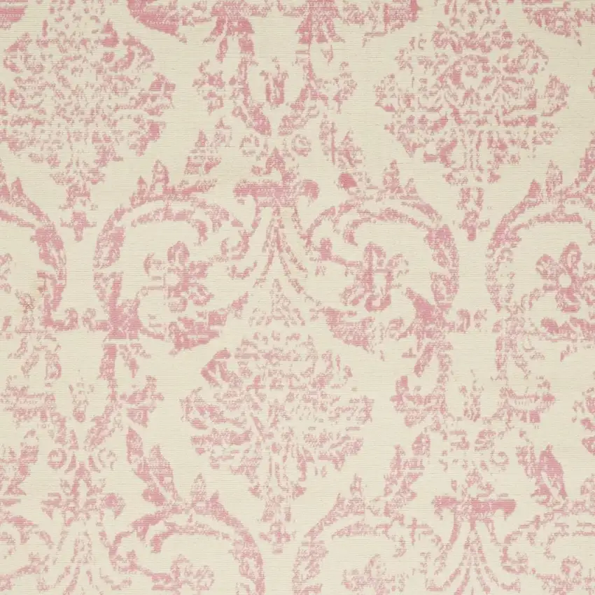 Beige and Pink Floral Power Loom Non Skid Area Rug Photo 3