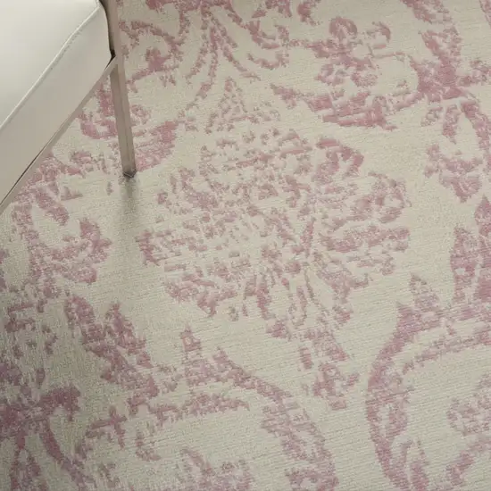 Beige and Pink Floral Power Loom Non Skid Area Rug Photo 8