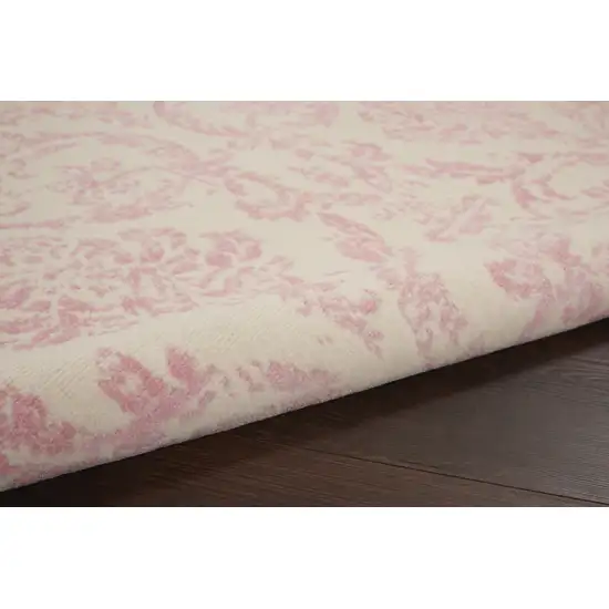 Beige and Pink Floral Power Loom Non Skid Area Rug Photo 9
