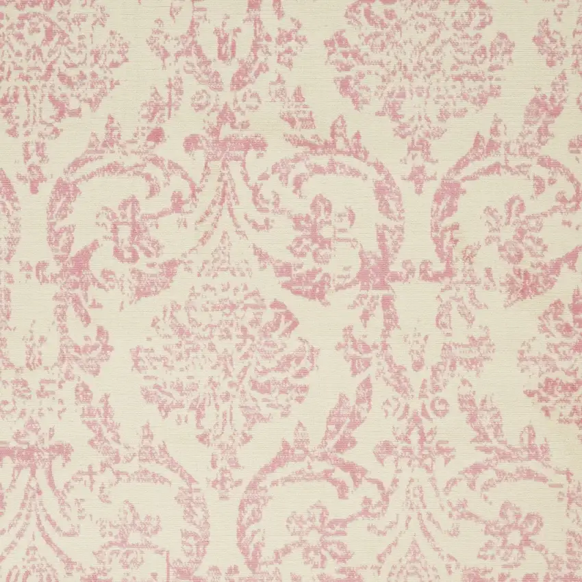 Beige and Pink Floral Power Loom Non Skid Area Rug Photo 4