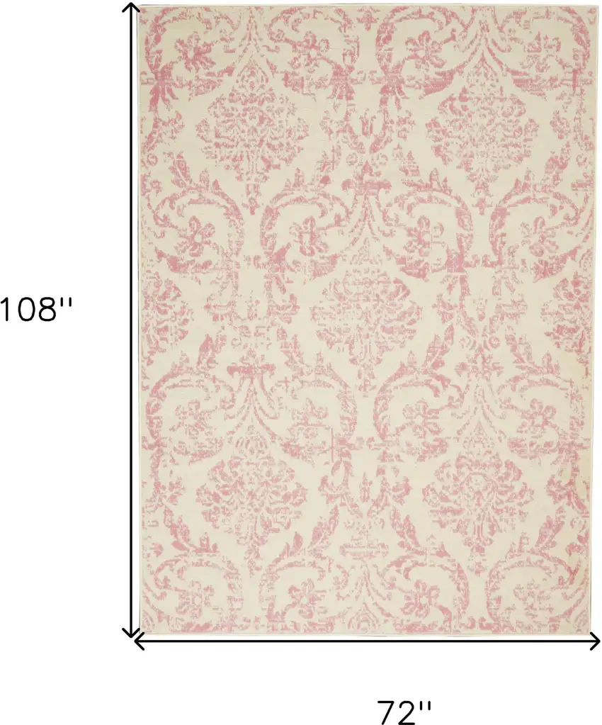 Beige and Pink Floral Power Loom Non Skid Area Rug Photo 7