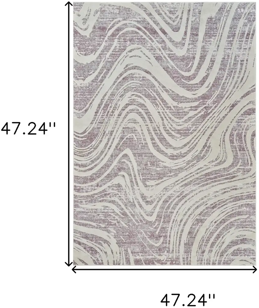 Beige and Purple Abstract Distressed Area Rug Photo 3