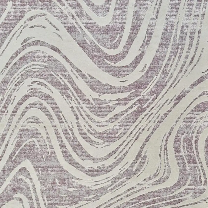 Beige and Purple Abstract Distressed Area Rug Photo 3