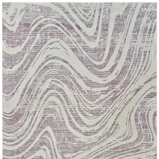 Beige and Purple Abstract Distressed Area Rug Photo 3