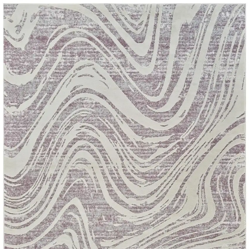 Beige and Purple Abstract Distressed Area Rug Photo 3