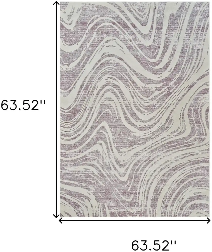 Beige and Purple Abstract Distressed Area Rug Photo 3