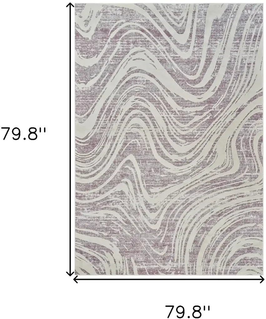 Beige and Purple Abstract Distressed Area Rug Photo 3