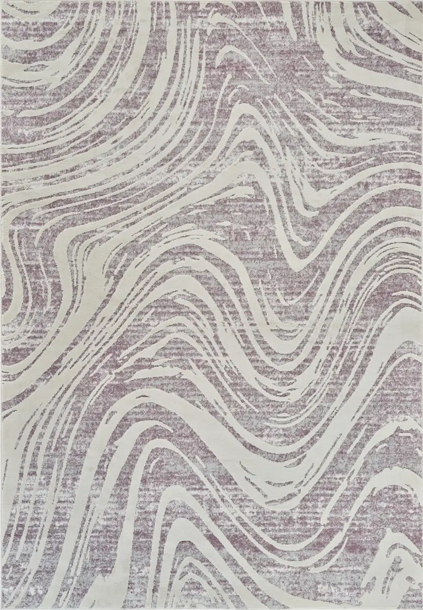 Beige and Purple Abstract Distressed Area Rug Photo 4