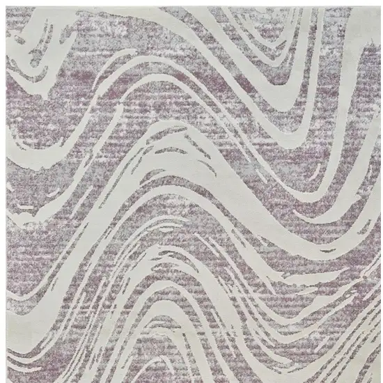 Beige and Purple Abstract Distressed Area Rug Photo 3
