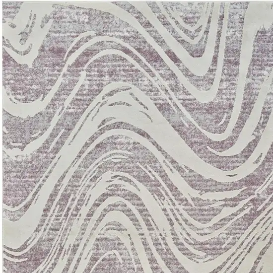 Beige and Purple Abstract Distressed Area Rug Photo 3