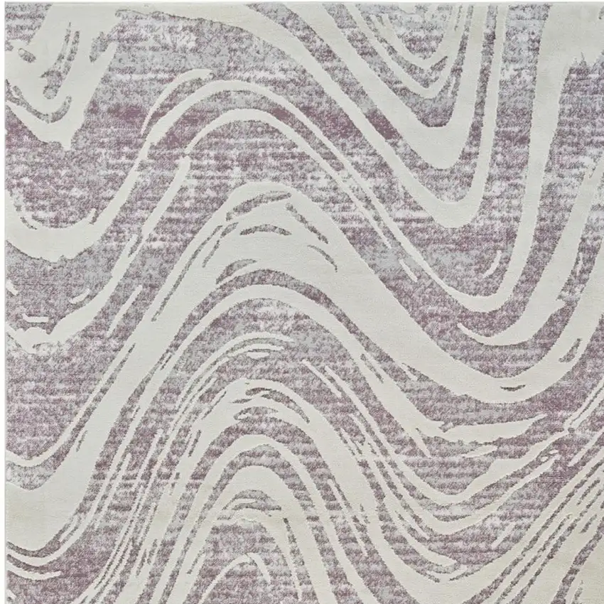 Beige and Purple Abstract Distressed Area Rug Photo 3