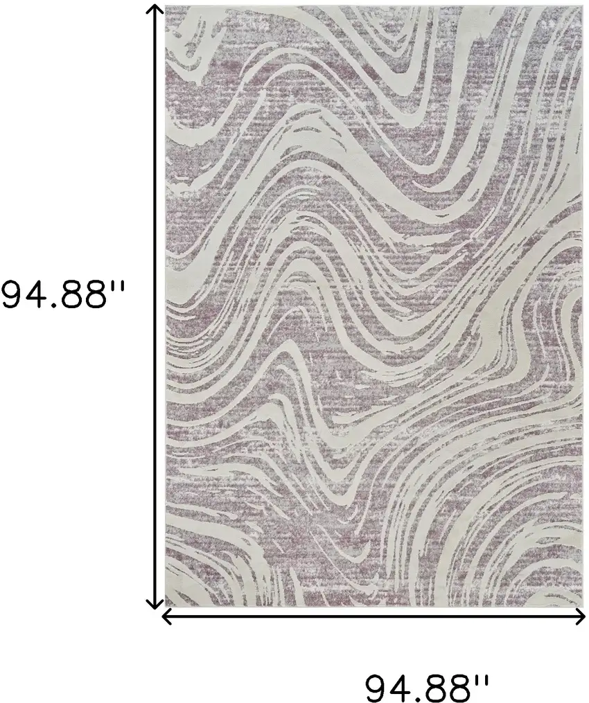 Beige and Purple Abstract Distressed Area Rug Photo 3