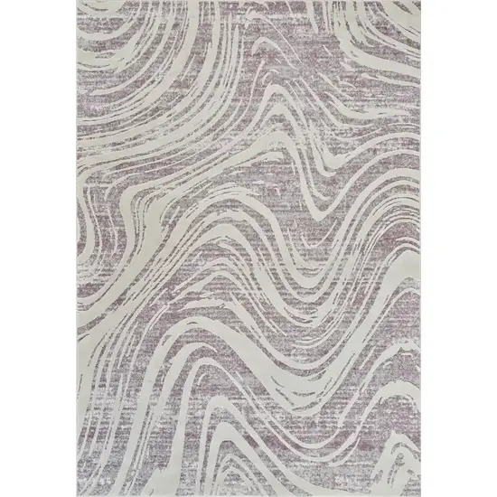 Beige and Purple Abstract Distressed Area Rug Photo 4
