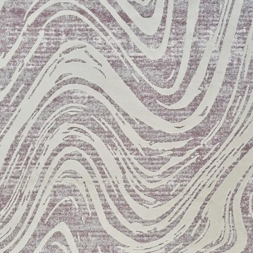 Beige and Purple Abstract Distressed Area Rug Photo 3