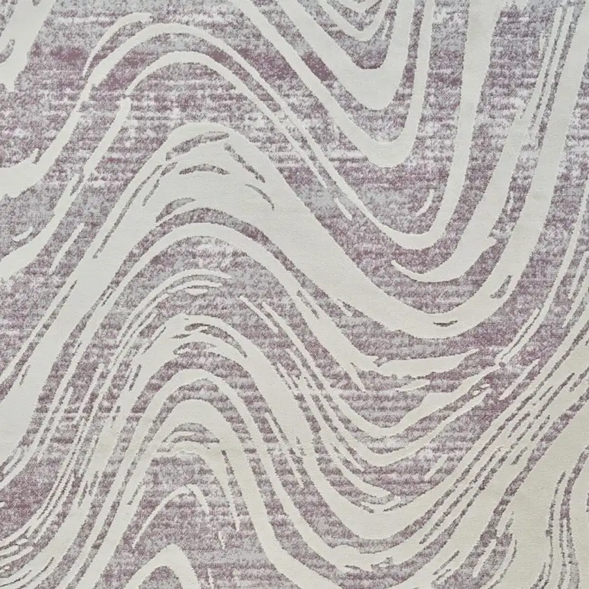 Beige and Purple Abstract Distressed Area Rug Photo 3