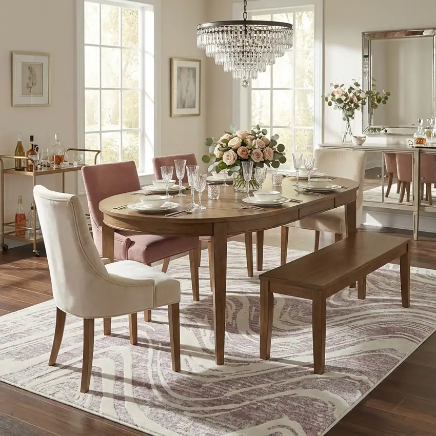 Beige and Purple Abstract Distressed Area Rug Photo 9